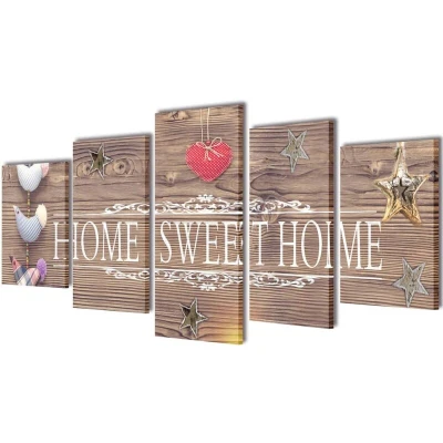 Attēls vidaXL Canvas Wall Print Set Home Sweet Design 100 x 50 cm
