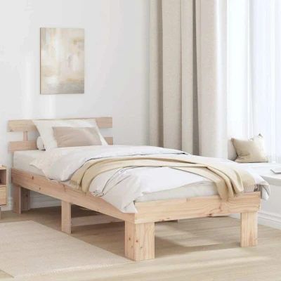 Attēls vidaXL Bed Frame with Headboard Natural 90 x 190 cm Solid Pine Wood