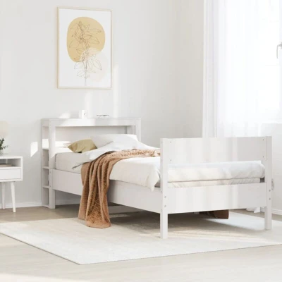 Attēls vidaXL Bed Frame without Mattress White 90x200 cm Solid Wood Pine