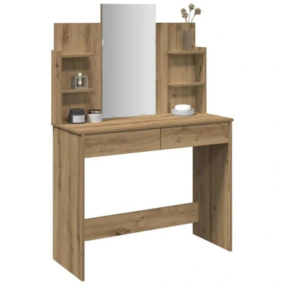 Attēls vidaXL Dressing Table with Mirror Artisan Oak 96x39x142 cm