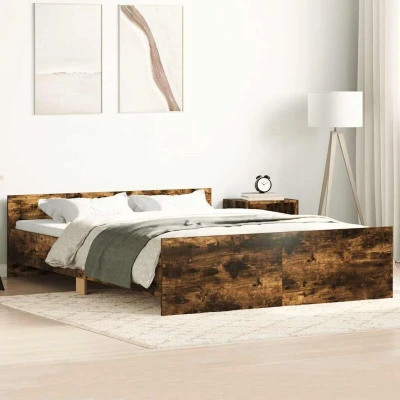 Attēls vidaXL Bed Frame without Mattress Smoked Oak 140x190 cm
