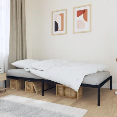 Attēls vidaXL Metal Bed Frame without Mattress Black 107x203cm