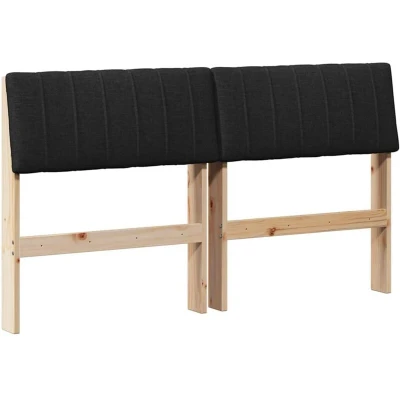 Attēls vidaXL Upholstered Headboard Black 140 cm Solid Pine Wood