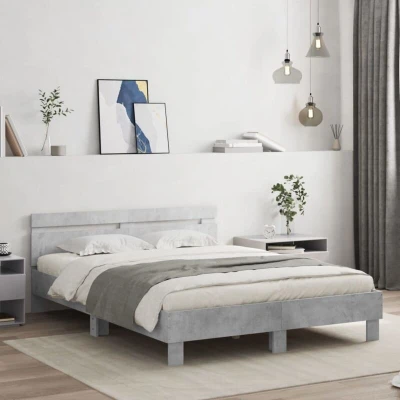 Attēls vidaXL Bed Frame without Mattress Concrete Grey 140x200 cm