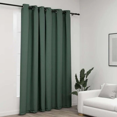 Attēls vidaXL Linen-Look Blackout Curtains with Grommets Green 290x245cm