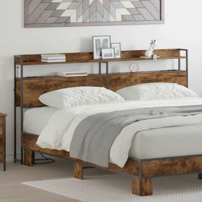 Attēls vidaXL Storage Headboard with Smoked oak Engineered wood