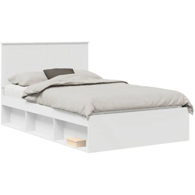 Attēls vidaXL Bed Frame with Headboard White 120 x 190 cm Solid Pine Wood
