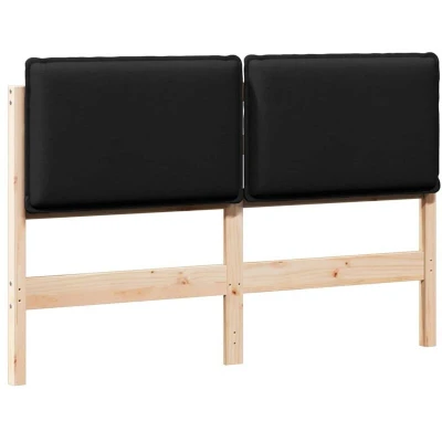 Attēls vidaXL Upholstered Headboard Natural and Black 140 cm Solid Pine Wood