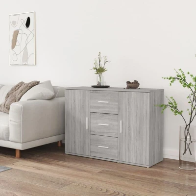Attēls vidaXL Sideboard Grey Sonoma 91x29.5x65 cm Engineered Wood