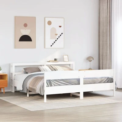 Attēls vidaXL Bed Frame without Mattress White 180x200 cm Super King Solid Wood Pine