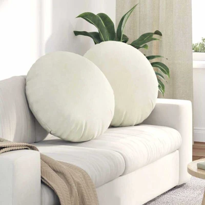 Attēls vidaXL Seat Cushions 2 pcs Cream Ø60 x 21 cm Velvet