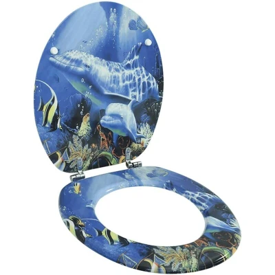 Attēls vidaXL WC Toilet Seat MDF Lid Dolphins