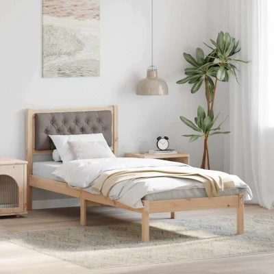 Attēls vidaXL Bed Frame with Headboard Taupe 75 x 190 cm Solid Pine Wood