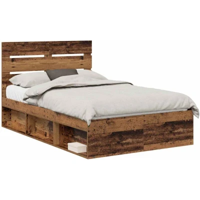Attēls vidaXL Bed Frame with Headboard Old Wood 120 x 200 cm Solid Pine
