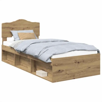 Attēls vidaXL Bed Frame Artisian Oak 100 x 200 cm Solid Pine Wood