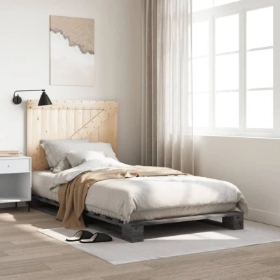 Attēls vidaXL Bed Frame without Mattress Grey 100x200 cm Solid Wood Pine