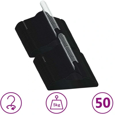 Attēls vidaXL 50 pcs Clothes Hanger Set Anti-slip Black Velvet