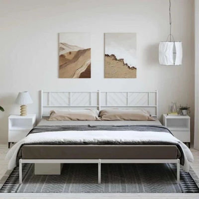 Attēls vidaXL Metal Bed Frame without Mattress with Headboard White 183x213cm