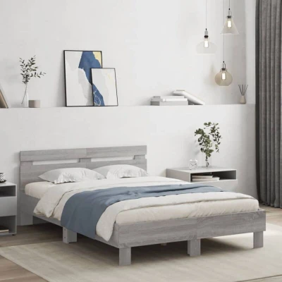 Attēls vidaXL Bed Frame without Mattress Grey Sonoma 120x200 cm