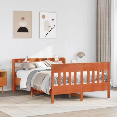 Attēls vidaXL Bed Frame without Mattress Wax Brown 150x200 cm King Size Solid Wood Pine