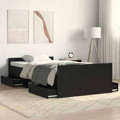 Attēls vidaXL Bed Frame Black Oak 193 x 93 50 cm Engineered Wood