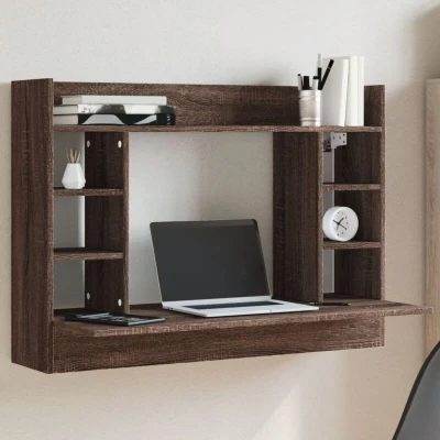 Attēls vidaXL Wall-Mounted Desk Brown Oak 105x48x75 cm Engineered Wood