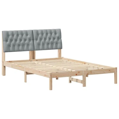 Attēls vidaXL Bed Frame Light Grey 140 x 200 cm Solid Pine Wood