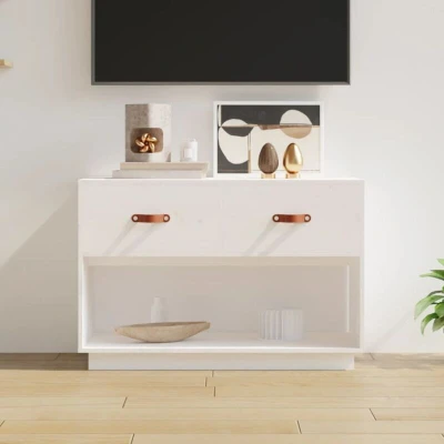 Attēls vidaXL TV Cabinet White 90x40x60 cm Solid Wood Pine
