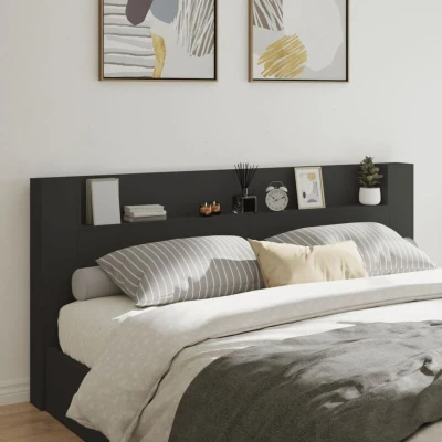Attēls vidaXL Headboard Cabinet with LED Black 220x16.5x103.5 cm