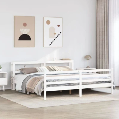 Attēls vidaXL Bed Frame without Mattress White 200x200 cm Solid Wood Pine