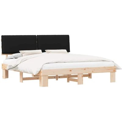 Attēls vidaXL Bed Frame with Upholstered Headboard Black 200 x cm