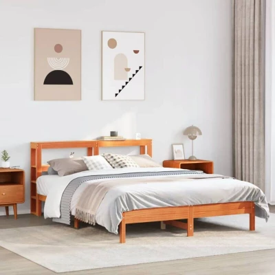 Attēls vidaXL Bed Frame without Mattress Wax Brown 160x200 cm Solid Wood Pine