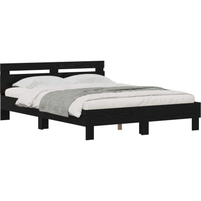 Attēls vidaXL Bed Frame with Headboard Black Oak 120 x 200 cm Engineered Wood