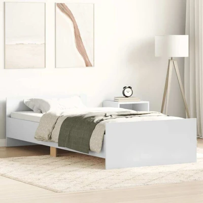 Attēls vidaXL Bed Frame without Mattress White 90x200 cm Engineered Wood