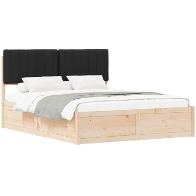 Attēls vidaXL Bed Frame with Upholstered Headboard Black 160 x 200 cm