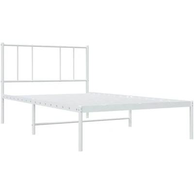Attēls vidaXL Metal Bed Frame without Mattress with Headboard White 80x200cm