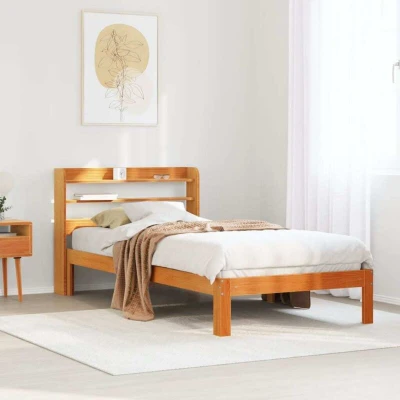 Attēls vidaXL Bed Frame without Mattress Wax Brown 100x200 cm Solid Wood Pine