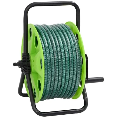 Attēls vidaXL Free Standing Green Hose Reel with Fitting Set 0.5" 20 m PVC
