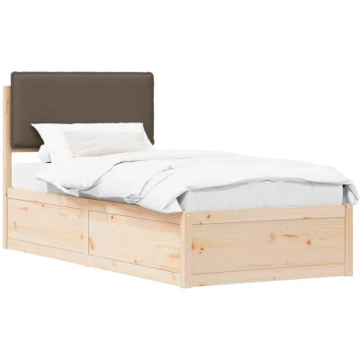 Attēls vidaXL Bed Frame with Upholstered Headboard Taupe 75 x 190 cm