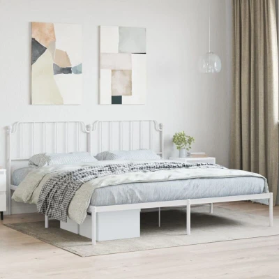 Attēls vidaXL Metal Bed Frame without Mattress with Headboard White 200x200cm