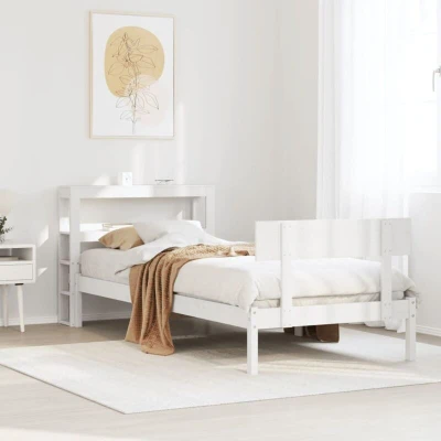 Attēls vidaXL Bed Frame without Mattress White 75x190 cm Small Single Solid Wood Pine