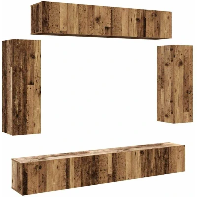 Attēls vidaXL 6 Piece TV Cabinet Set Wall-mounted Old Wood Engineered