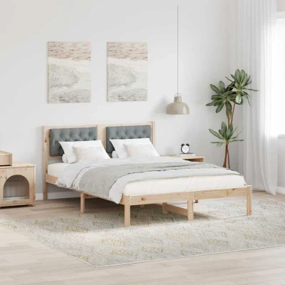 Attēls vidaXL Bed Frame Light Grey 140 x 190 cm Solid Pine Wood