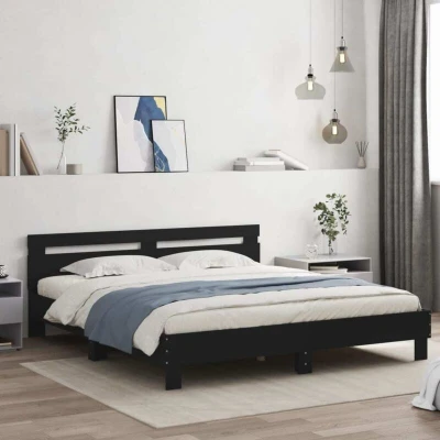 Attēls vidaXL Bed Frame without Mattress Black 180x200 cm Super King