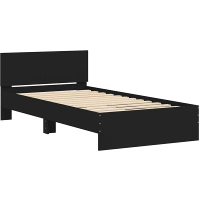 Attēls vidaXL Bed Frame without Mattress with Headboard Black 100x200 cm
