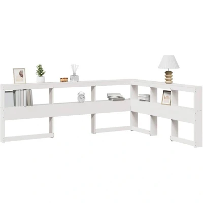 Attēls vidaXL Bookcase Headboard L-Shaped White 140 cm Solid Wood Pine