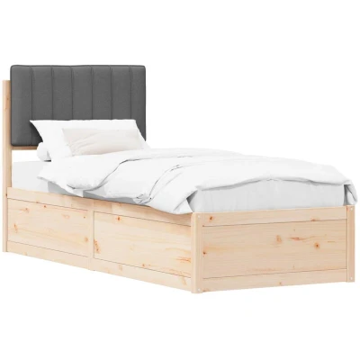 Attēls vidaXL Bed Frame with Upholstered Headboard Dark Grey 75 x 190 cm