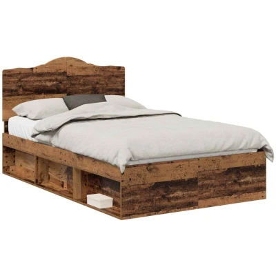 Attēls vidaXL Bed Frame with Headboard Old Wood 135 x 190 cm Solid Pine
