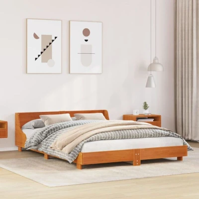 Attēls vidaXL Bed Frame without Mattress Wax Brown 160x200 cm Solid Wood Pine