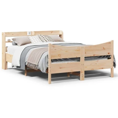 Attēls vidaXL Bed Frame with Headboard 150x200 cm King Size Solid Wood Pine